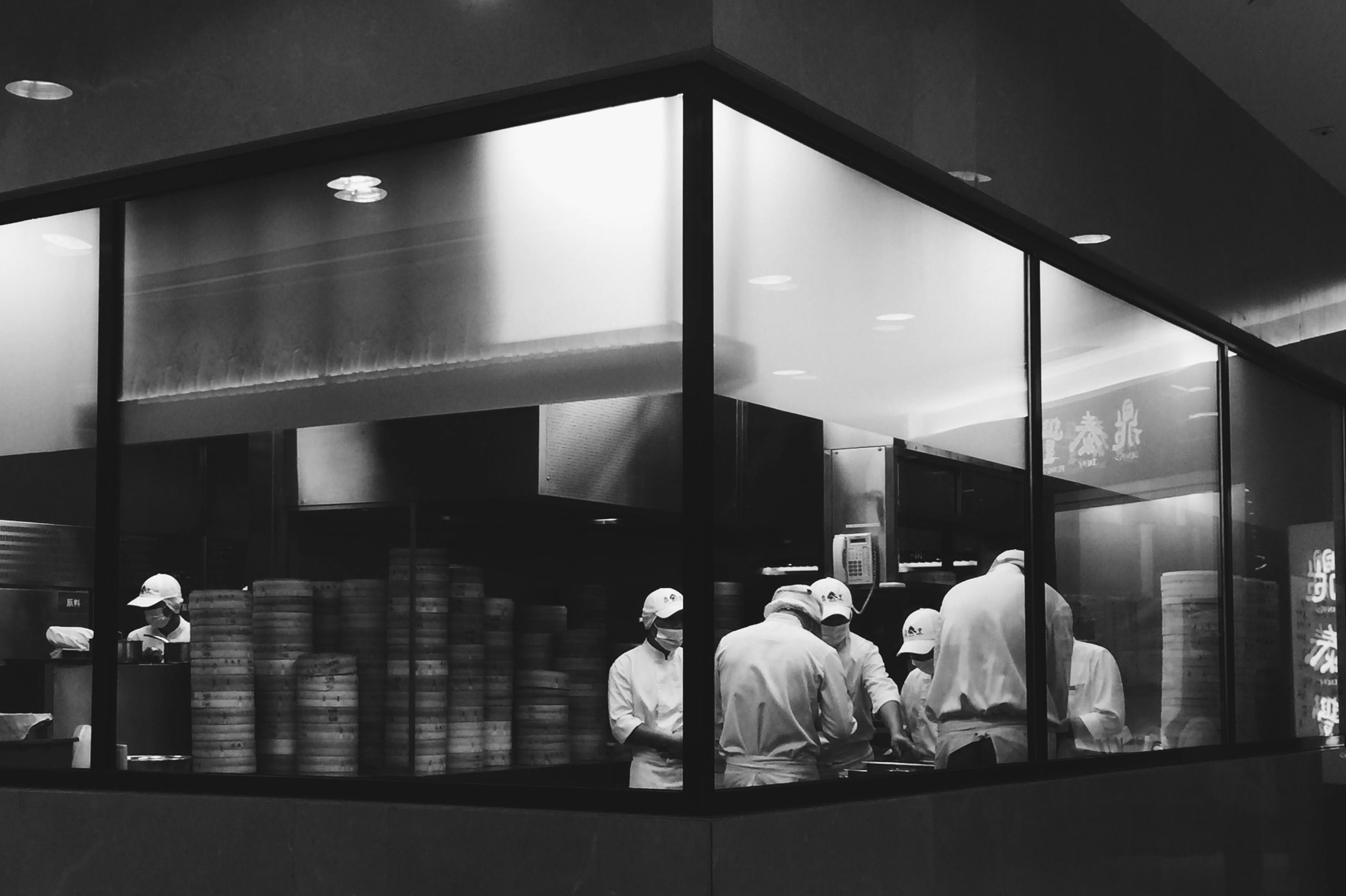 Our baker preparing fresh bread in the restaurant kitchen